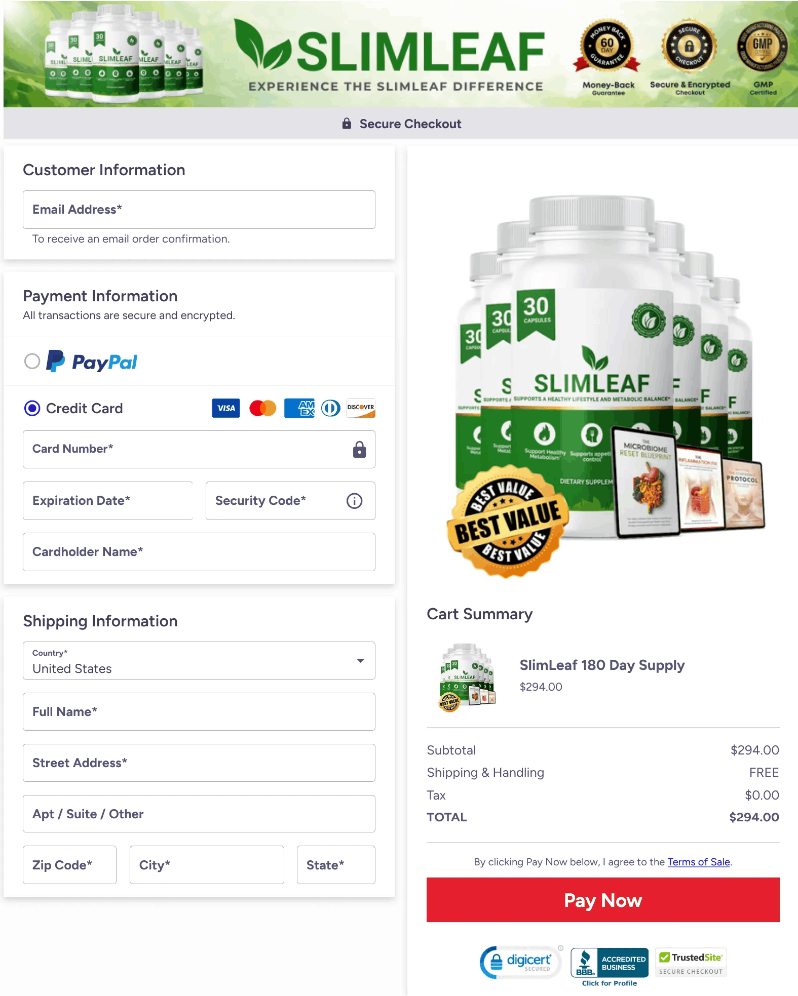 SlimLeaf Secure Checkout